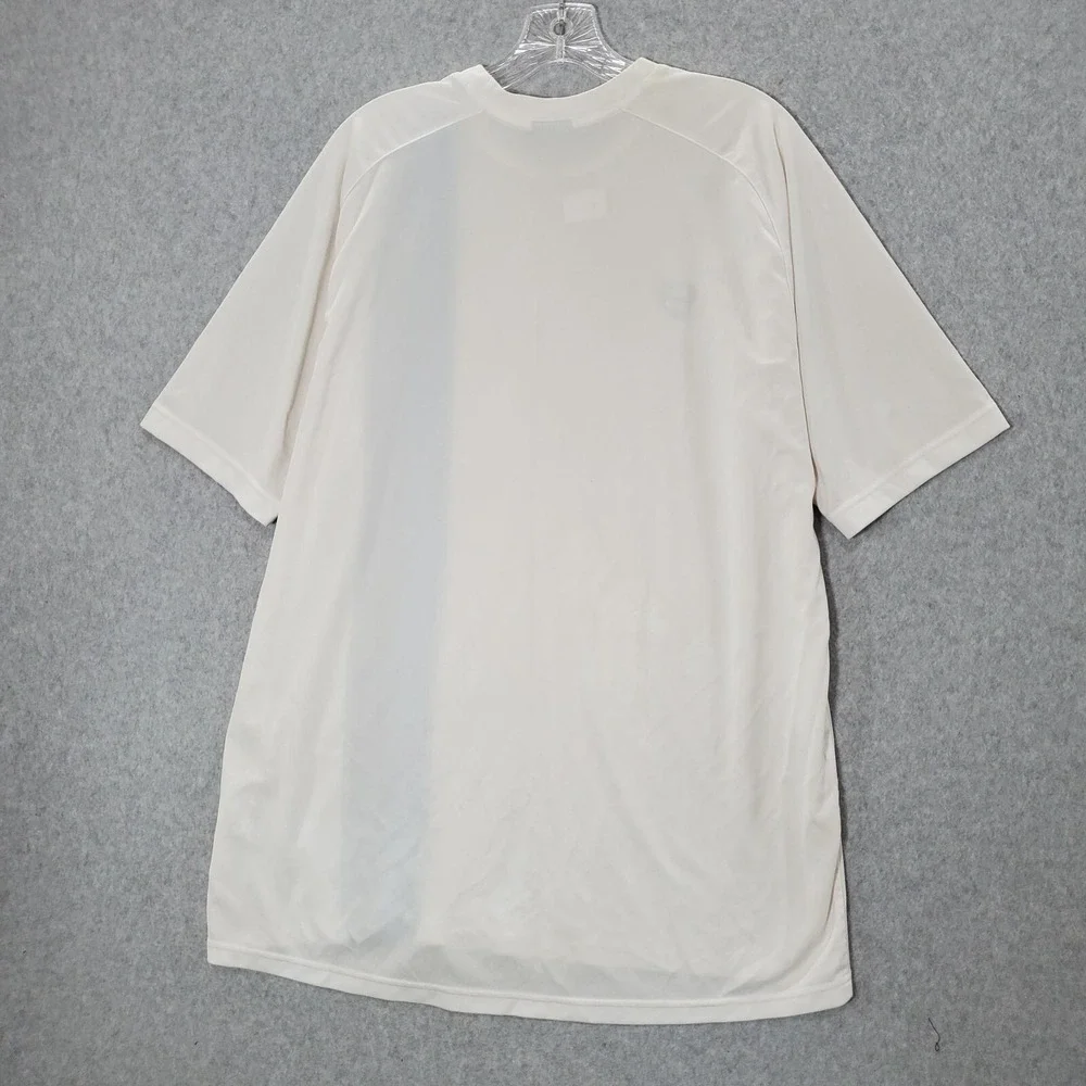 VINTAGE Nike Men Shirt XL White Logo Embroidered Stripped Short Sleeve Crew READ